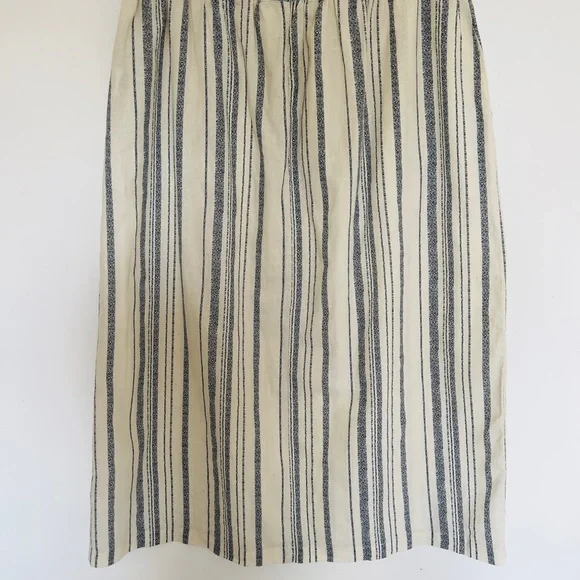 Womens Deane & White Skirt UK 16 A-Line Linen Stripe Cream Midi Length Pockets - Picture 5 of 11